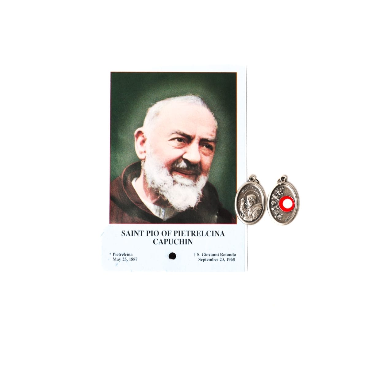 PADRE PIO SILVER RELIC MEDAL & NOVENA PRAYER CARD - The Irish Centre ...