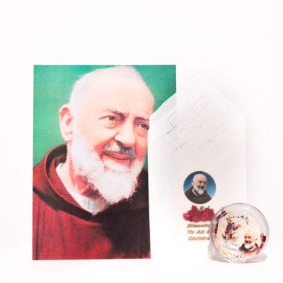 Blessed Linen Cloth, Boxed Scented Rosary & Padre Pio Portrait – Gift Pack